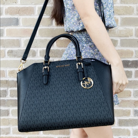 Michael Kors Handbags - Gaby’sBags👜💕-Michael Kors Large Satchel Black MK